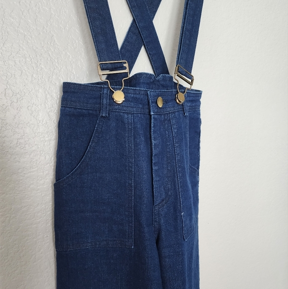 Voodoo Vixen High Waisted Denim Overalls Trousers - Picture 2 of 7